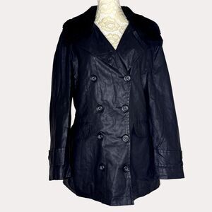 Antonio Derrico Italy Double Breasted Jacket Coat Faux Fur Black S? M? bv